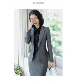 2022 Autumn Winter Formal Ladies Grey Blazer Women Business Suits with Sets Work Wear Office Uniform 5XL Size Pants Jacket $9...