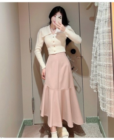 Autumn and Winter Skirts for Women New Pure Color Elegant High Waist Skirt Stitching Sheath Fishtail Skirt $98.45 - Skirts