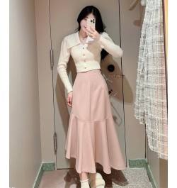 Autumn and Winter Skirts for Women New Pure Color Elegant High Waist Skirt Stitching Sheath Fishtail Skirt $98.45 - Skirts