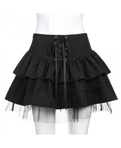 2023 Gothic Punk Dark Black Skirt Women Harajuku Y2k Sexy Lace Up Mesh Skirt Vintage Streetwear Mall Goth High Waist Clubwear...