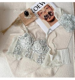 Flower Embroidery Length-Adjusted Bra Set Lace Young Girls Fashion Belt Thin Cup With Pad Brassiere And Panties Women Sexy $3...