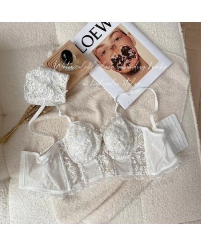 Flower Embroidery Length-Adjusted Bra Set Lace Young Girls Fashion Belt Thin Cup With Pad Brassiere And Panties Women Sexy $3...