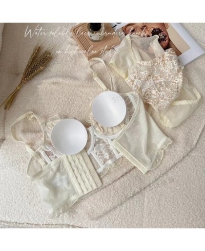 Flower Embroidery Length-Adjusted Bra Set Lace Young Girls Fashion Belt Thin Cup With Pad Brassiere And Panties Women Sexy $3...