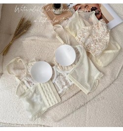 Flower Embroidery Length-Adjusted Bra Set Lace Young Girls Fashion Belt Thin Cup With Pad Brassiere And Panties Women Sexy $3...