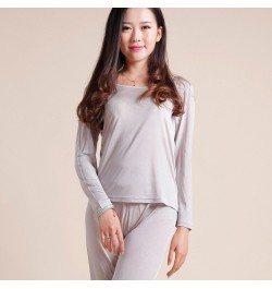 Natural Silk Ladies Autumn Clothes Thermal Top +Long Pants Underwear Set Long Sleeve Bottoming Shirt Leggings Healthy Sleepwe...