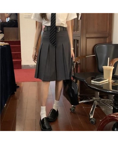 Preppy Style Fashion Women Skirts High Waist Slim Fit A-line Vintage Jupe Bodycon Korean Pleated Skirt 2023 Faldas Mujer De $...