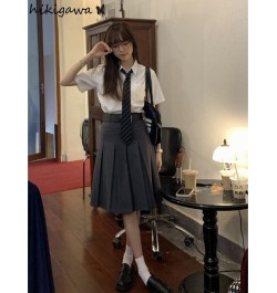 Preppy Style Fashion Women Skirts High Waist Slim Fit A-line Vintage Jupe Bodycon Korean Pleated Skirt 2023 Faldas Mujer De $...