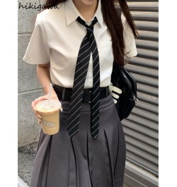 Preppy Style Fashion Women Skirts High Waist Slim Fit A-line Vintage Jupe Bodycon Korean Pleated Skirt 2023 Faldas Mujer De $...