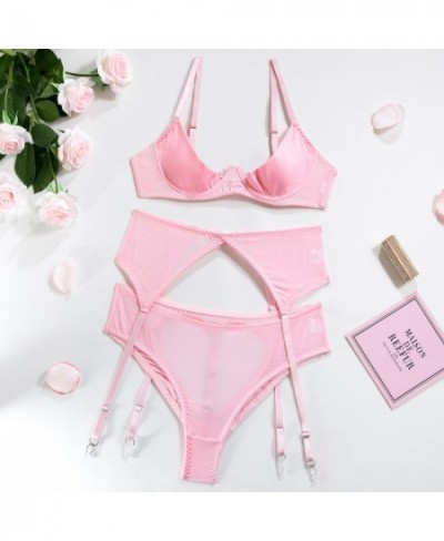 solid cut out sexy lingerie set flirting back open panty erotic set women pink brief garter kit $27.34 - Underwear