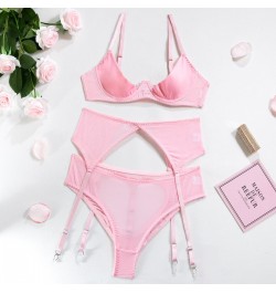 solid cut out sexy lingerie set flirting back open panty erotic set women pink brief garter kit $27.34 - Underwear