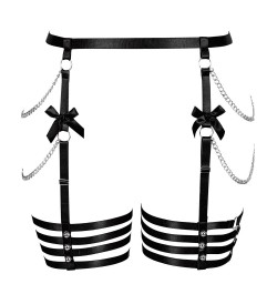 Kawaii Bow Harness Busty Women Fashion Sexy Plus Size Chain Rivet Underwear Erotic Stockings Bondage Sword Belt Cage Rave $28...