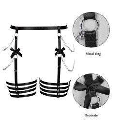 Kawaii Bow Harness Busty Women Fashion Sexy Plus Size Chain Rivet Underwear Erotic Stockings Bondage Sword Belt Cage Rave $28...