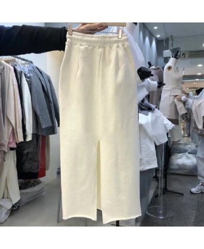 New Spring Solid Straight Slit Skirts Womens Comfortable Elastic Design Mujer Faldas 2022 Simple All Match SlimFemme Jupe $34...