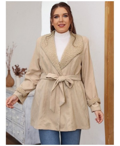 Plus Size Women Clothing 2022 New Autumn Winter Fashion Belted Solid Slim Outwear Casual Simple Loose Oversize Long Coat $61....