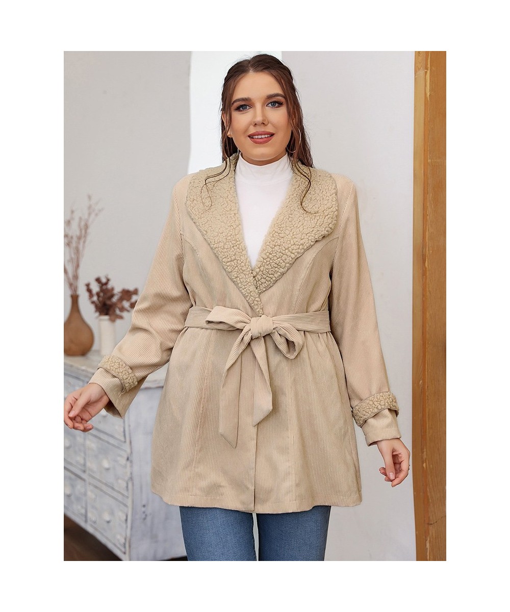 Plus Size Women Clothing 2022 New Autumn Winter Fashion Belted Solid Slim Outwear Casual Simple Loose Oversize Long Coat $61....