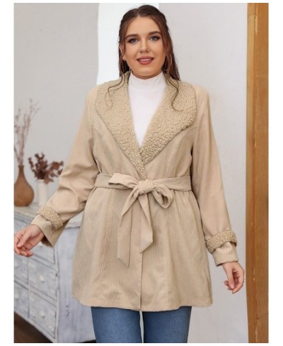 Plus Size Women Clothing 2022 New Autumn Winter Fashion Belted Solid Slim Outwear Casual Simple Loose Oversize Long Coat $61....