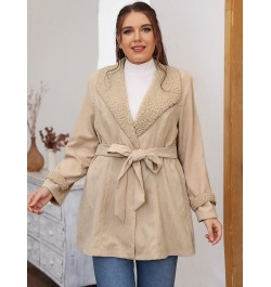 Plus Size Women Clothing 2022 New Autumn Winter Fashion Belted Solid Slim Outwear Casual Simple Loose Oversize Long Coat $61....