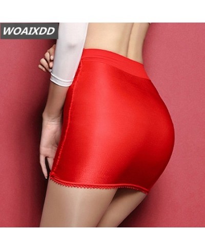 Mini Skirts Shiny Glossy Oil Elastic Package Hip Micro Sexy Transparent Pencil Skirt Night Club Charming Faldas Clubwear Wome...