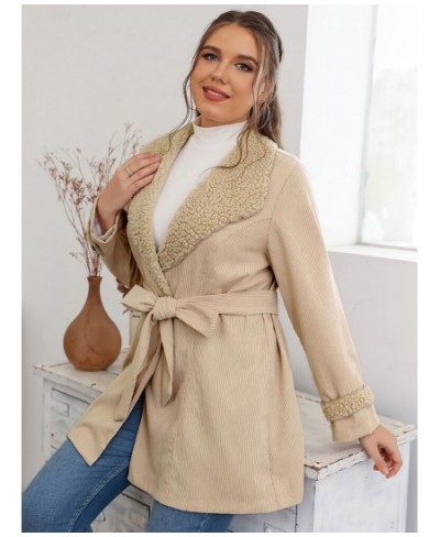 Plus Size Women Clothing 2022 New Autumn Winter Fashion Belted Solid Slim Outwear Casual Simple Loose Oversize Long Coat $61....