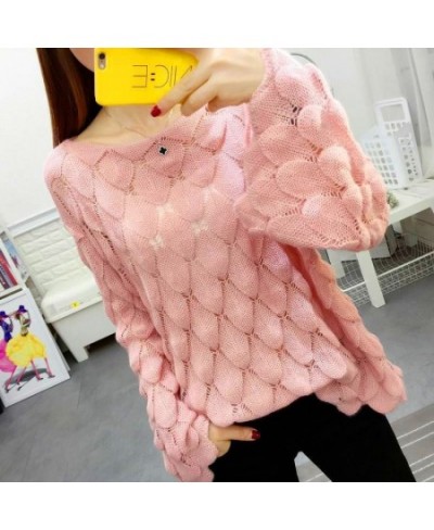 Stylish Solid Color Knitted All-match Hollow Out Blouse Female Clothing 2023 Spring New Oversized Casual Pullovers Korean Shi...