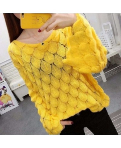 Stylish Solid Color Knitted All-match Hollow Out Blouse Female Clothing 2023 Spring New Oversized Casual Pullovers Korean Shi...