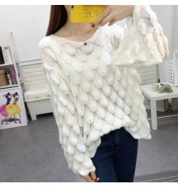 Stylish Solid Color Knitted All-match Hollow Out Blouse Female Clothing 2023 Spring New Oversized Casual Pullovers Korean Shi...