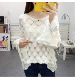 Stylish Solid Color Knitted All-match Hollow Out Blouse Female Clothing 2023 Spring New Oversized Casual Pullovers Korean Shi...