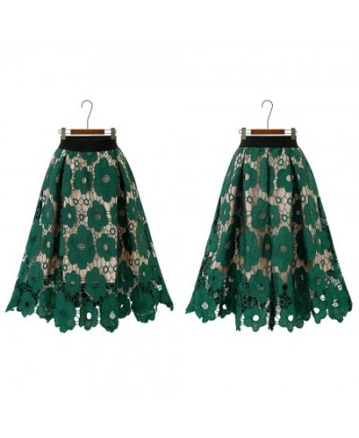 Spring Summer Lace Crochet Midi Skirts Womens High Waist 2022 New Hollow Out Elegant Office Chic A-Line Skirt Female $42.68 -...