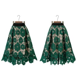 Spring Summer Lace Crochet Midi Skirts Womens High Waist 2022 New Hollow Out Elegant Office Chic A-Line Skirt Female $42.68 -...