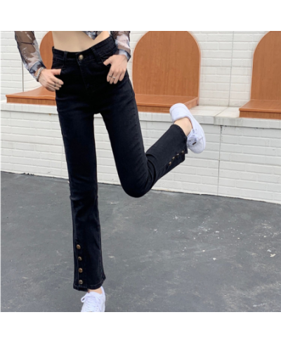Jeans Woman Button Pockets Zippers Ankle-Length Trousers Femme Office Lady High Waisted autumn Wide Leg Pants Female $46.40 -...