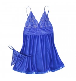 Satin Chemise Lingerie for Women Silk Lingerie Skirt Bikini Underwear Women Women's Lingerie Sexy Lace Stitching Sling $25.86...