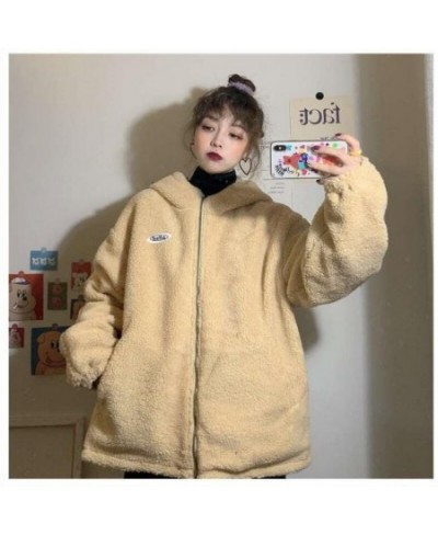 Women's Coat 2022 new style double-faced fall/winter new style lamb cashmere tooling coats female loose student hooded outwea...