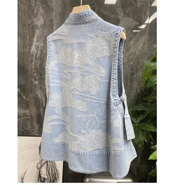 2023 Denim Vest Women's Net Printing Jacket TTrendy Fashion Infrared Wear Loose Summer Thin Section Outer Tops TH1337 $41.82 ...