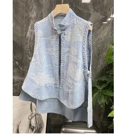 2023 Denim Vest Women's Net Printing Jacket TTrendy Fashion Infrared Wear Loose Summer Thin Section Outer Tops TH1337 $41.82 ...