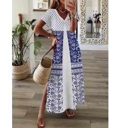 Boho Summer Beach Sundress Robe Female Casual Vintage Print Loose Long Dress Cover Up Women Hollow Short Sleeve Dress Cover-U...