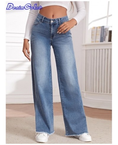 Fashion High Split Wide Leg Pants Jeans Women Fringe Elastic Casual Loose Jeans Lady Stretch Streetwear Jeans Trouser $47.09 ...