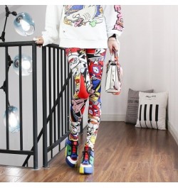 Women Leggings High Waist Cartoon Comic Beauty Print Trousers Soft Female Casual Elastic Pant $17.90 - Bottoms