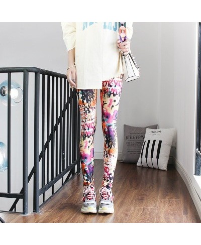 Women Leggings High Waist Cartoon Comic Beauty Print Trousers Soft Female Casual Elastic Pant $17.90 - Bottoms