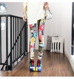 Women Leggings High Waist Cartoon Comic Beauty Print Trousers Soft Female Casual Elastic Pant $17.90 - Bottoms