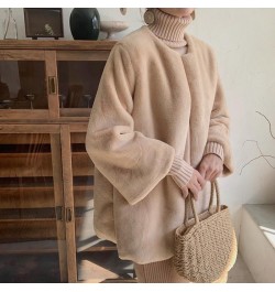 Winter Office Ladies Faux Fur Overcoat Solid Color Minimalist Simple Korean Style Loose Fur Coats Women Warm Outwear Fleece $...