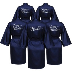 Wedding Party Team Bride Robe Kimono Satin Pajamas Bridesmaid Bathrobe SP610 $18.78 - Sleepwears