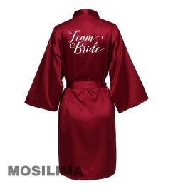 Wedding Party Team Bride Robe Kimono Satin Pajamas Bridesmaid Bathrobe SP610 $18.78 - Sleepwears