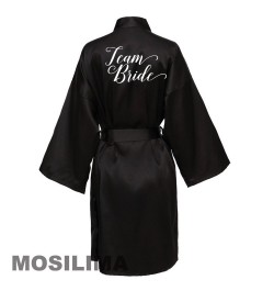 Wedding Party Team Bride Robe Kimono Satin Pajamas Bridesmaid Bathrobe SP610 $18.78 - Sleepwears