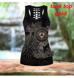 Vikings - Munin Raven Print Gothic Style Yoga Suit Gym Wear Hollow-Out Tank Tops Sexy Leggings Skinny Pants Combo $30.40 - Bo...