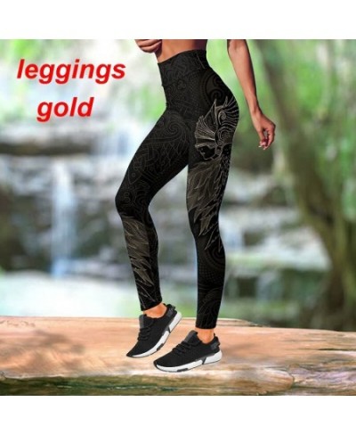 Vikings - Munin Raven Print Gothic Style Yoga Suit Gym Wear Hollow-Out Tank Tops Sexy Leggings Skinny Pants Combo $30.40 - Bo...