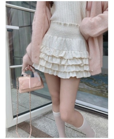 Y2k Aesthetic Kawaii Lace Mini Thin Skirts Women Sexy Pleated High Waist Skirt Summer Korean Fashion Chic Creamy Sweet Faldas...