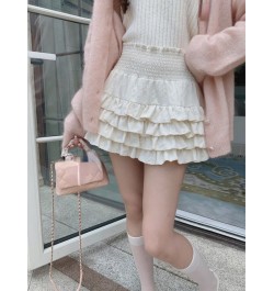 Y2k Aesthetic Kawaii Lace Mini Thin Skirts Women Sexy Pleated High Waist Skirt Summer Korean Fashion Chic Creamy Sweet Faldas...