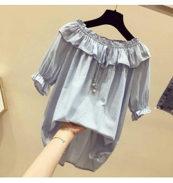 Women Spring Summer Style Chiffon Blouses Shirts Lady Casual Short Sleeve Slash neck Solid Loose Elegant Blouses Tops DF3468 ...