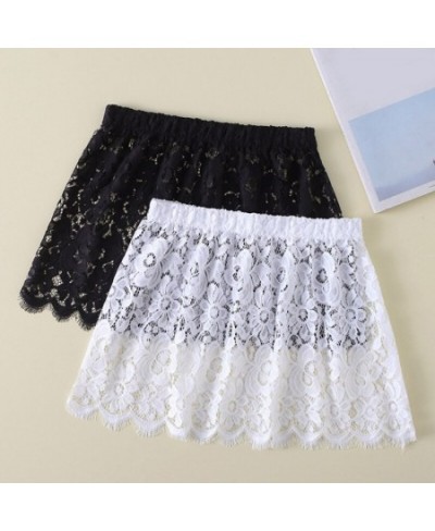 Women Eyelash Floral Lace Shirt Extender Adjustable Layered Faux Top Hem Lower Sweep Mini Skirt Half Slip Splitting Underskir...