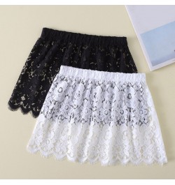 Women Eyelash Floral Lace Shirt Extender Adjustable Layered Faux Top Hem Lower Sweep Mini Skirt Half Slip Splitting Underskir...